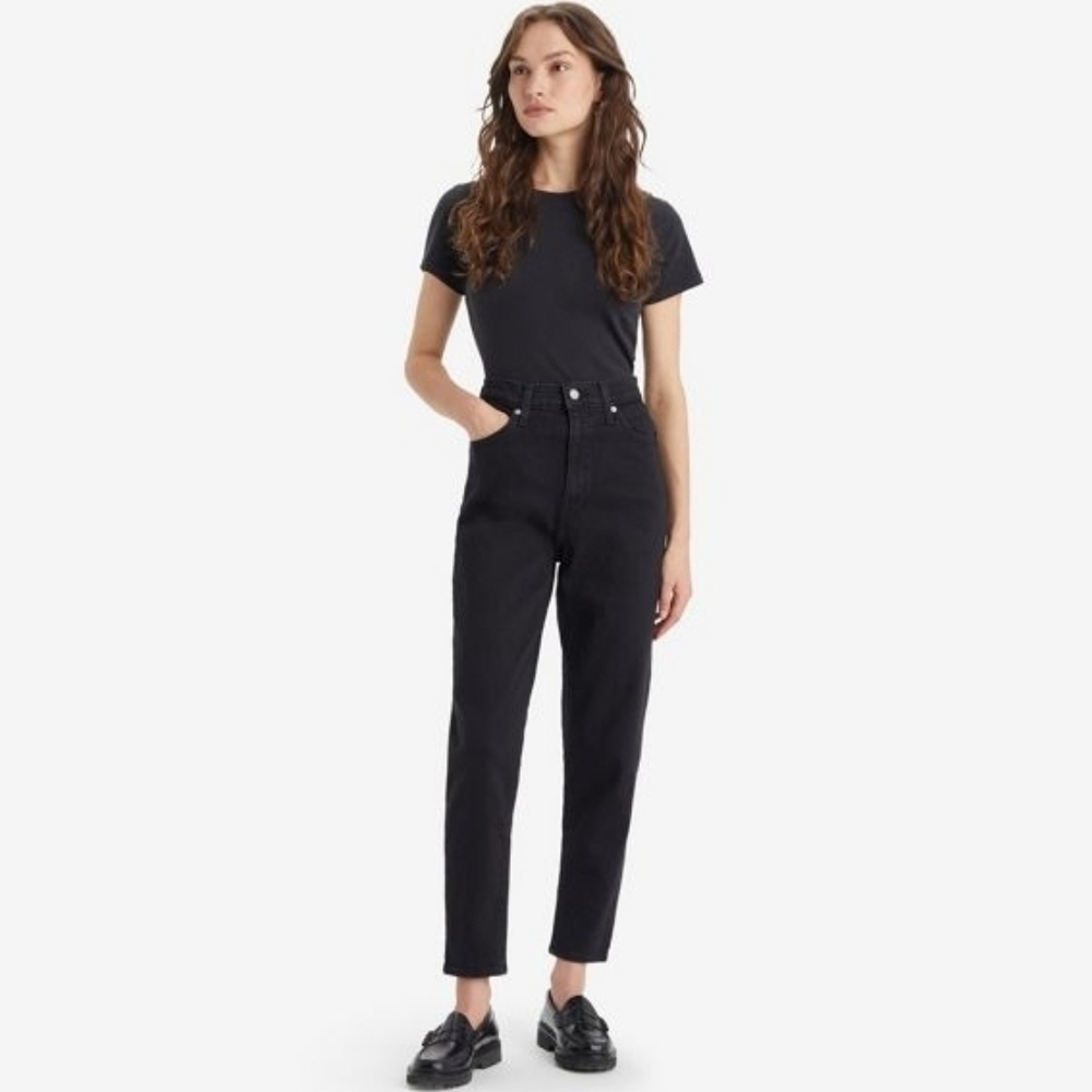 Levi's High Waisted Mom Jeans in Black Cotton and Hemp Size 30 NWT - Picture 2 of 13